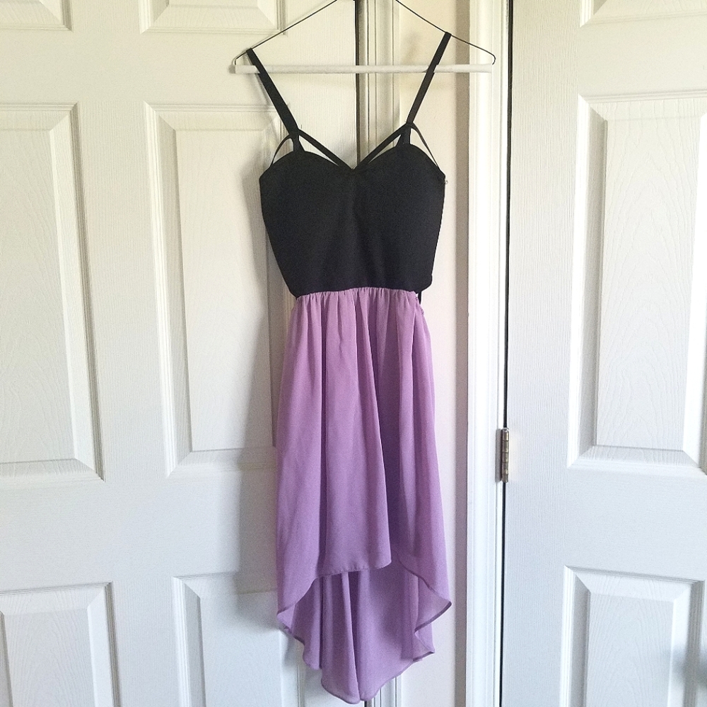 Purple & Black High Low Dress